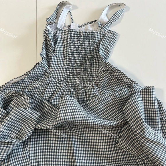 Reformation Balia Linen Dress in Slate Check - Picture 8 of 13
